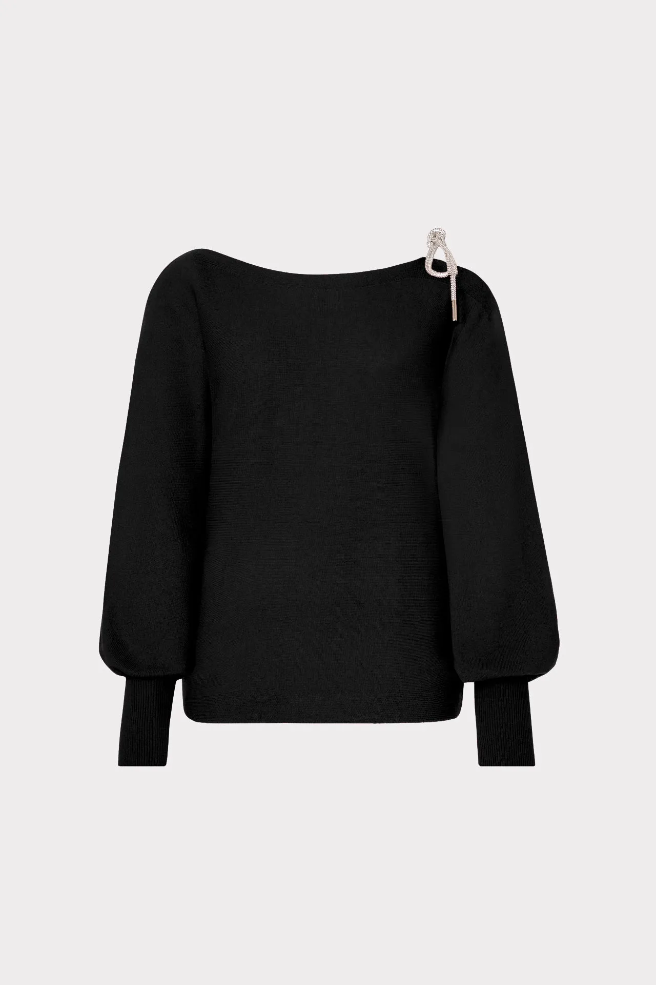 Ida Crystal Bow Cold Shoulder Sweater