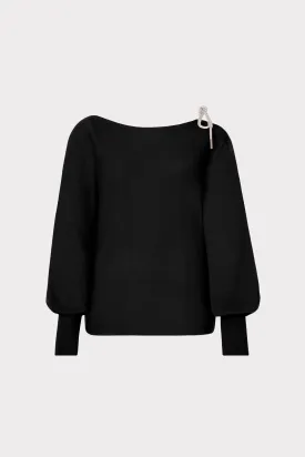 Ida Crystal Bow Cold Shoulder Sweater