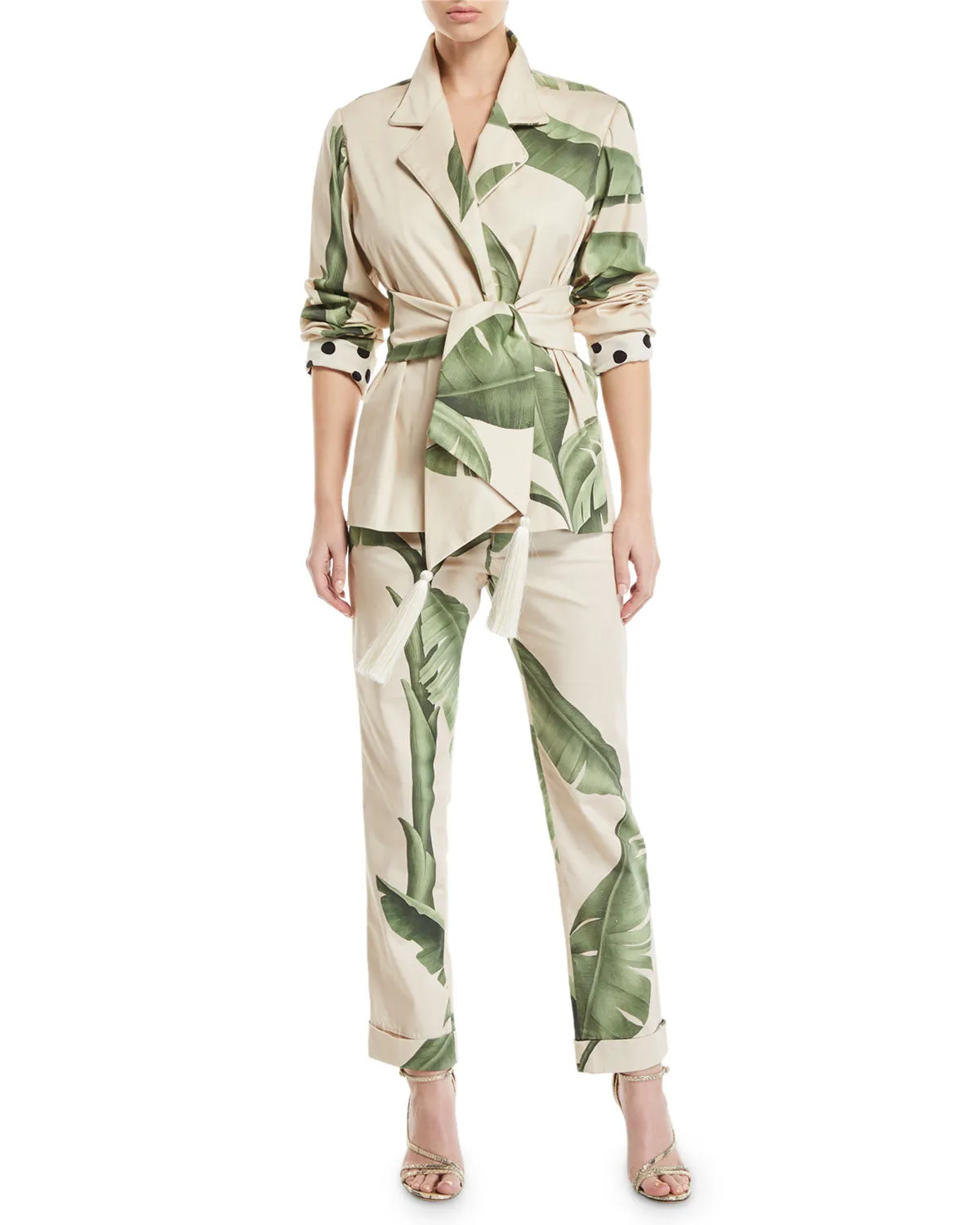 Ivory Seriously Tropical Printed Cotton-Sateen Blazer (Pre-loved)