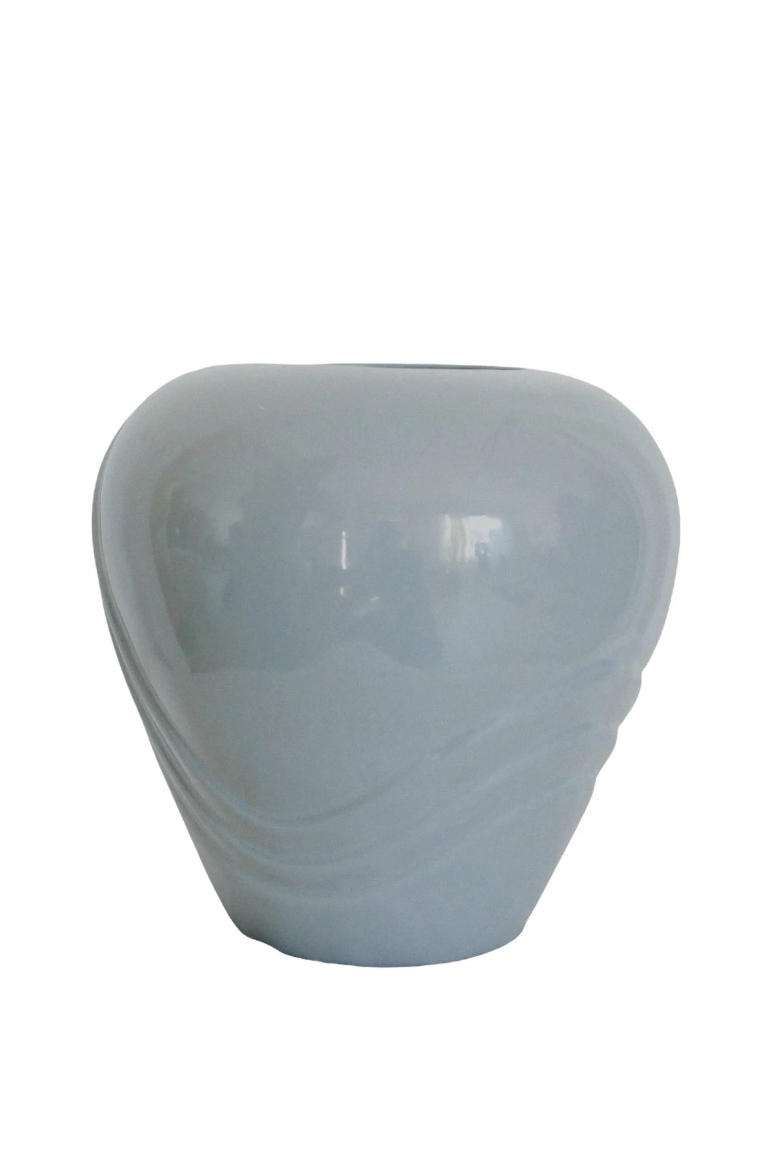 large dolphin blue art deco vase