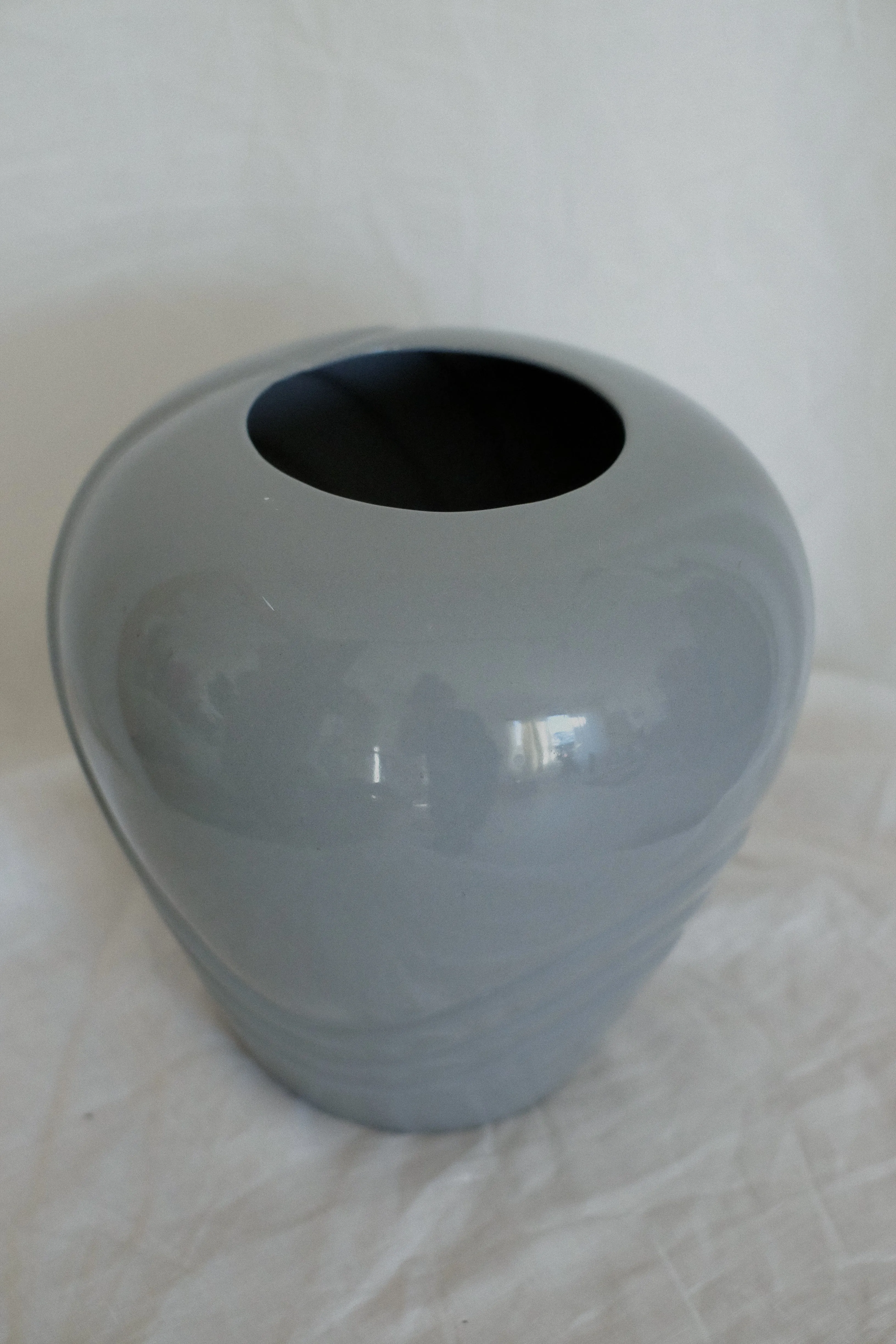 large dolphin blue art deco vase