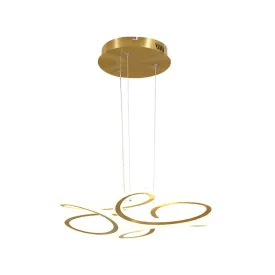 LED Chandelier Light with Aluminum Shade - Modern Gold Ribbon Design - Warm/White Light