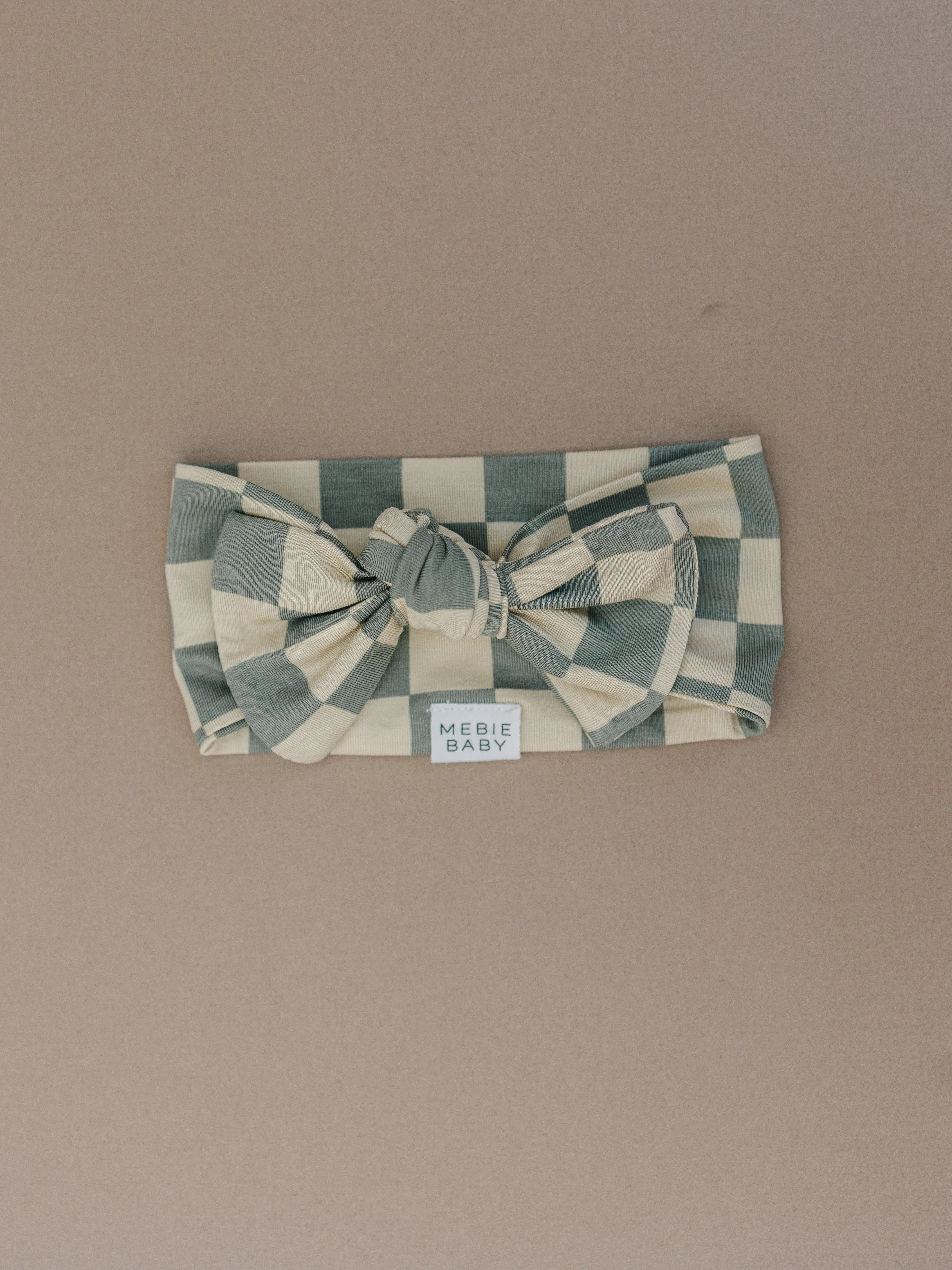 Light Green Checkered Bamboo Head Wrap