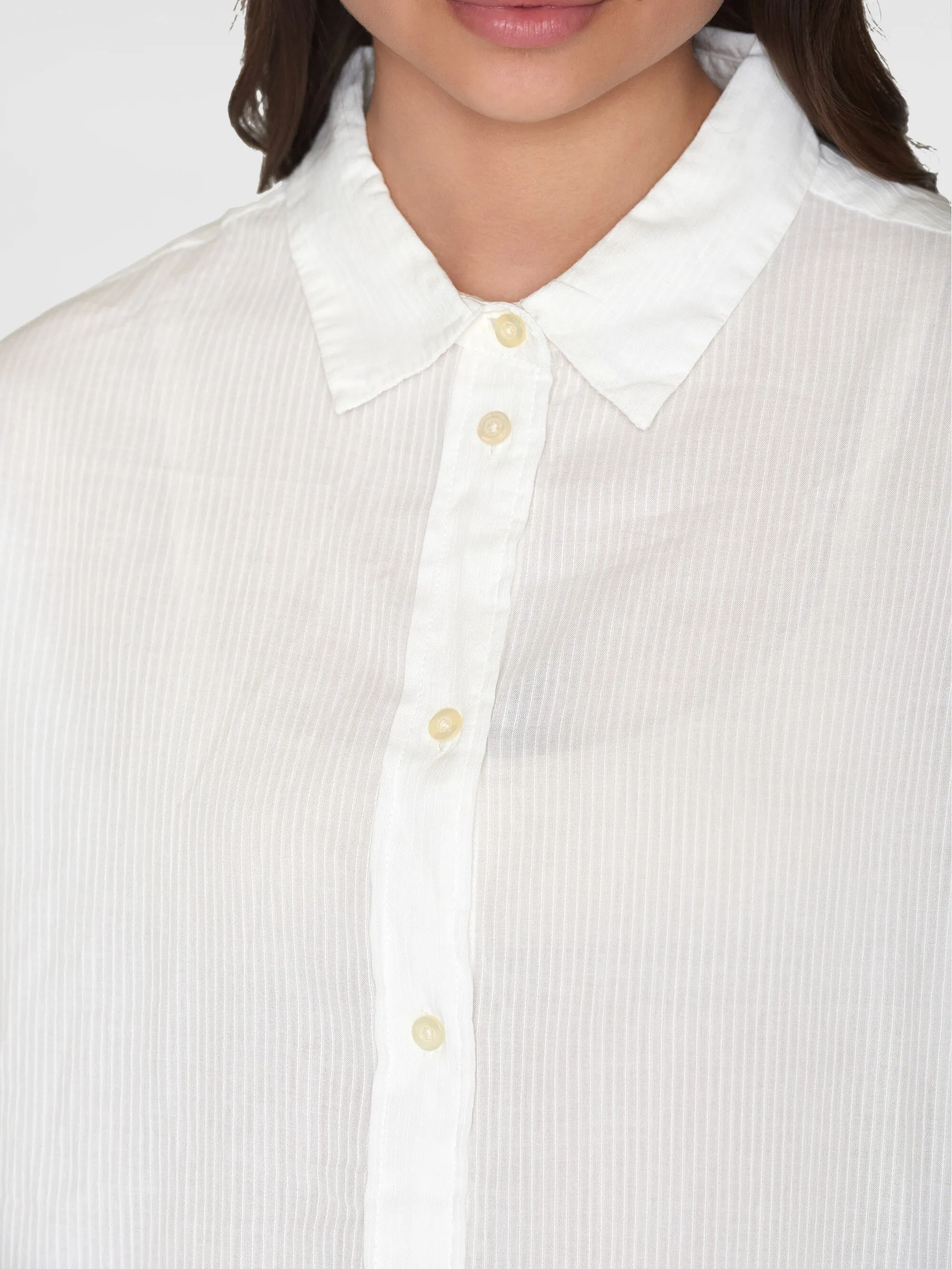 Loose stripe structure shirt - GOTS/Vegan - Egret