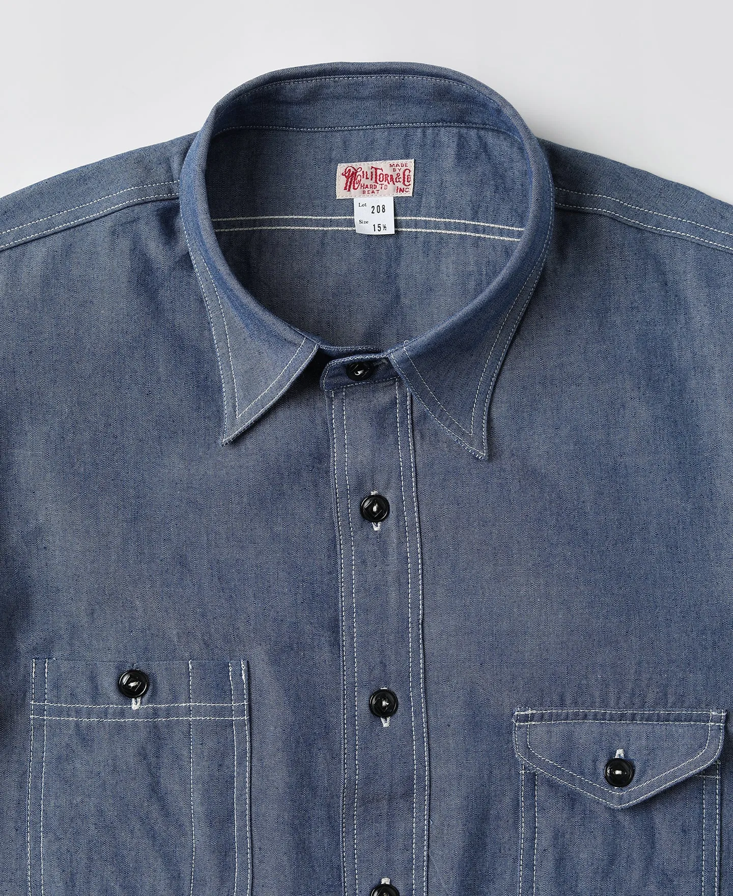 Lot 208 1930s Point Collar Work Shirt - Gray Blue