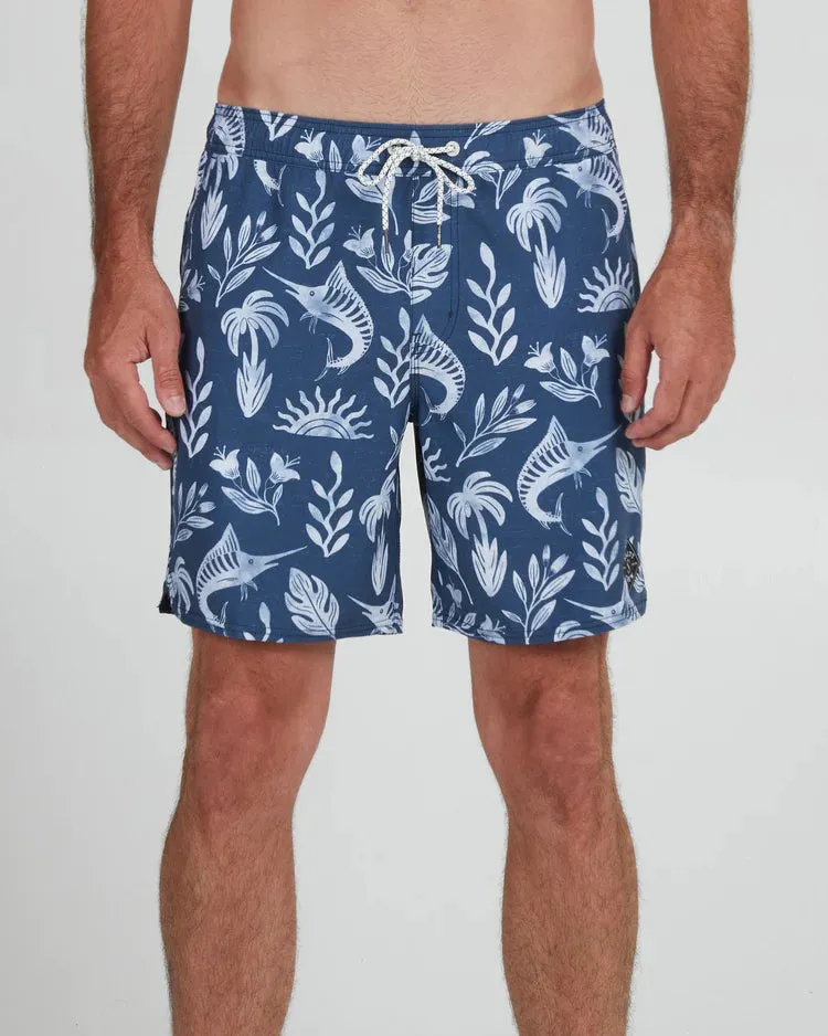 Lowtide Elastic Boardshort Denim/White