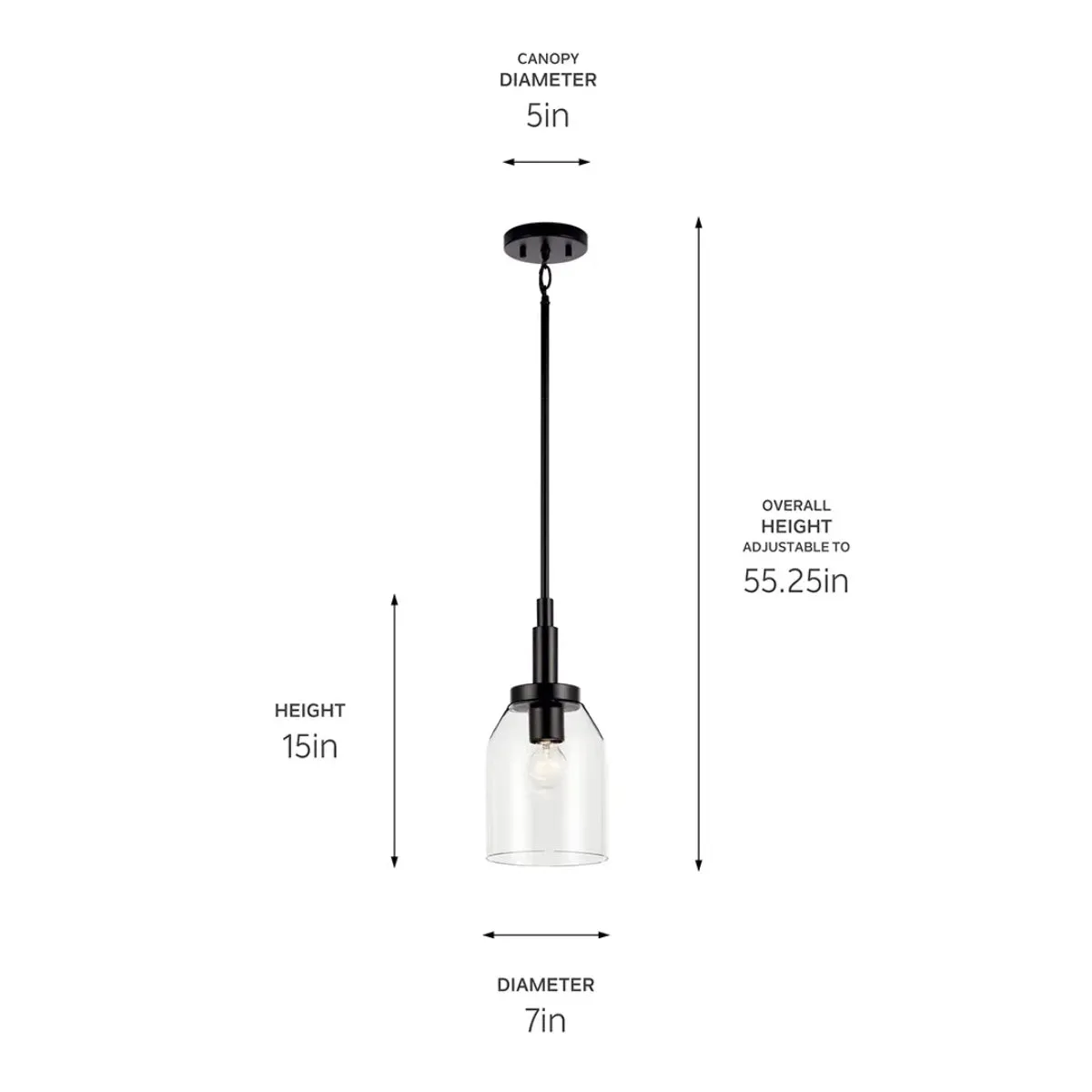 Madden 15" 1-Light Mini Pendant Light with Clear Glass, Black Finish