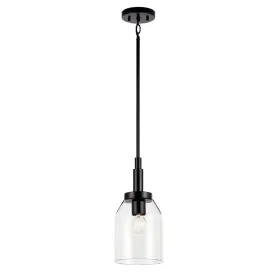 Madden 15" 1-Light Mini Pendant Light with Clear Glass, Black Finish