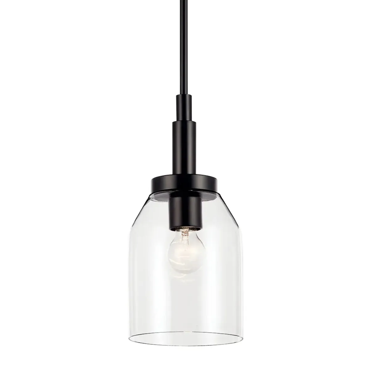 Madden 15" 1-Light Mini Pendant Light with Clear Glass, Black Finish