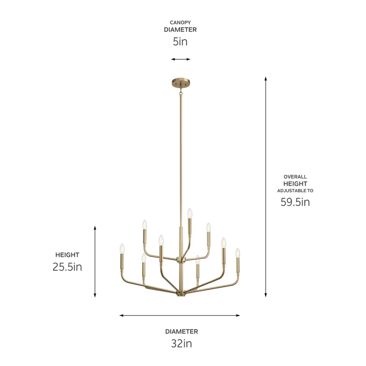 Madden 32" 9-Light Chandelier, Champagne Bronze Finish