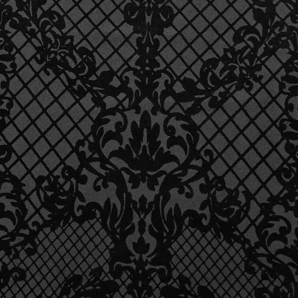 Men's Gothic Floral Printed Faux Leather Splice Shirt