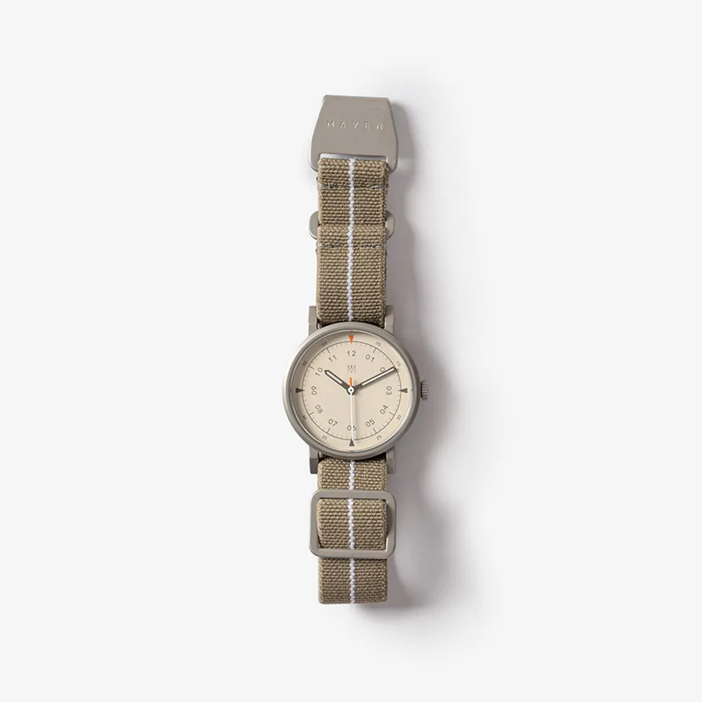 MUS-01 KHAKI P 34MM   Natural Leather Strap Gift Box