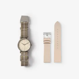 MUS-01 KHAKI P 34MM   Natural Leather Strap Gift Box