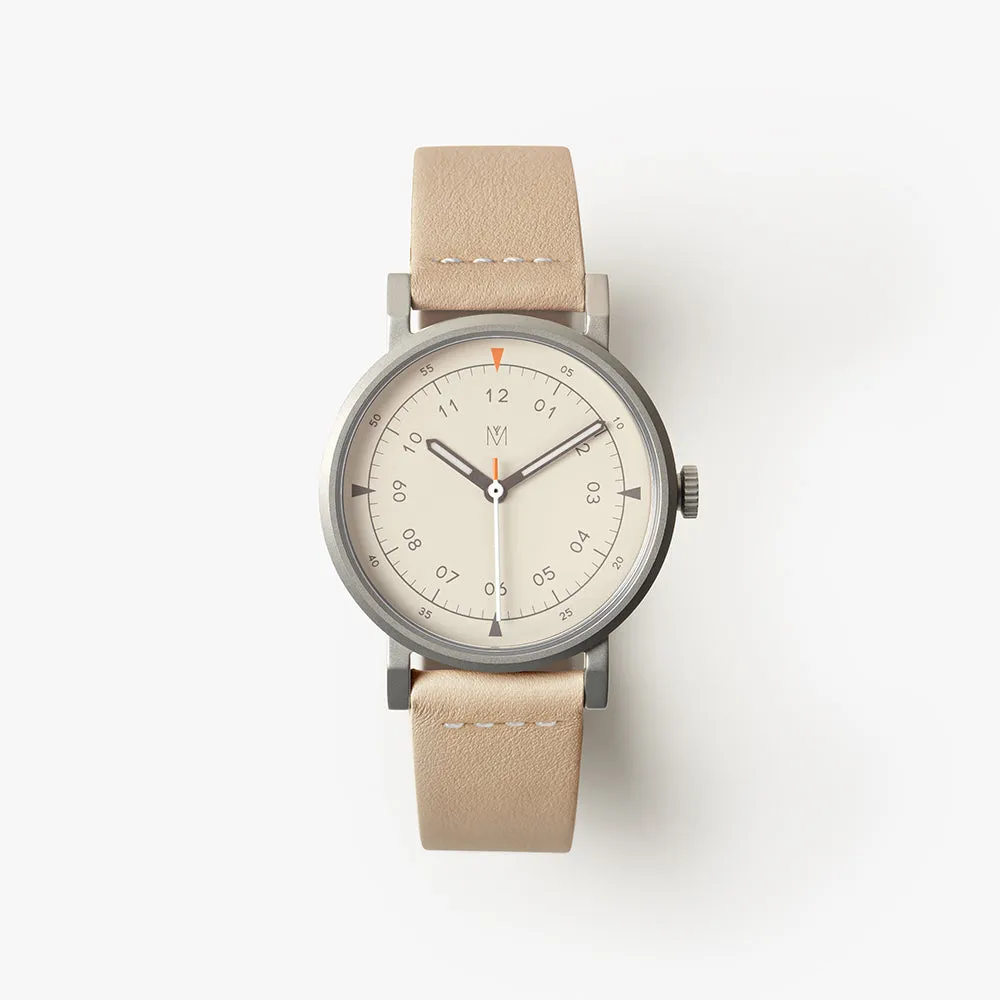 MUS-01 KHAKI P 34MM   Natural Leather Strap Gift Box