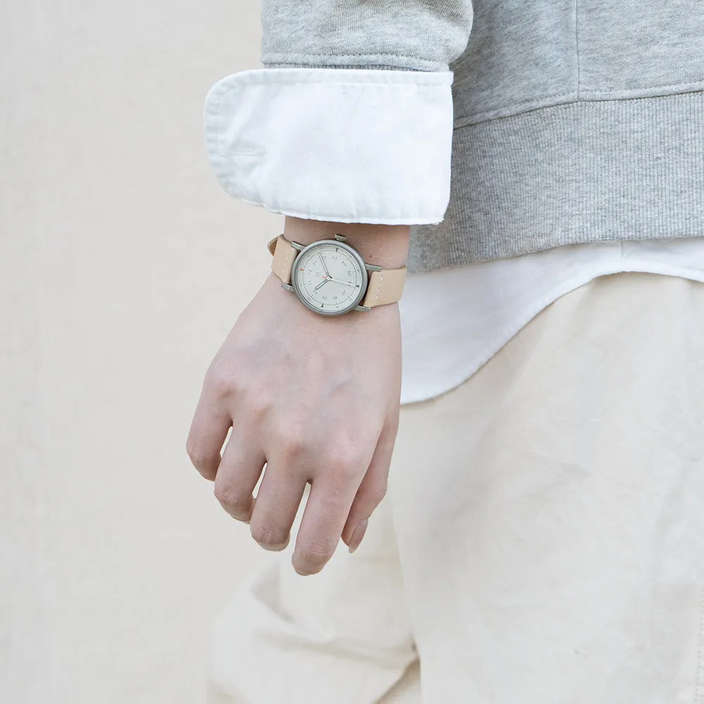 MUS-01 KHAKI P 34MM   Natural Leather Strap Gift Box