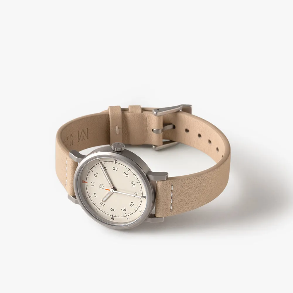 MUS-01 KHAKI P 34MM   Natural Leather Strap Gift Box