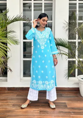 Nida Chikankari Cotton Straight Kurta