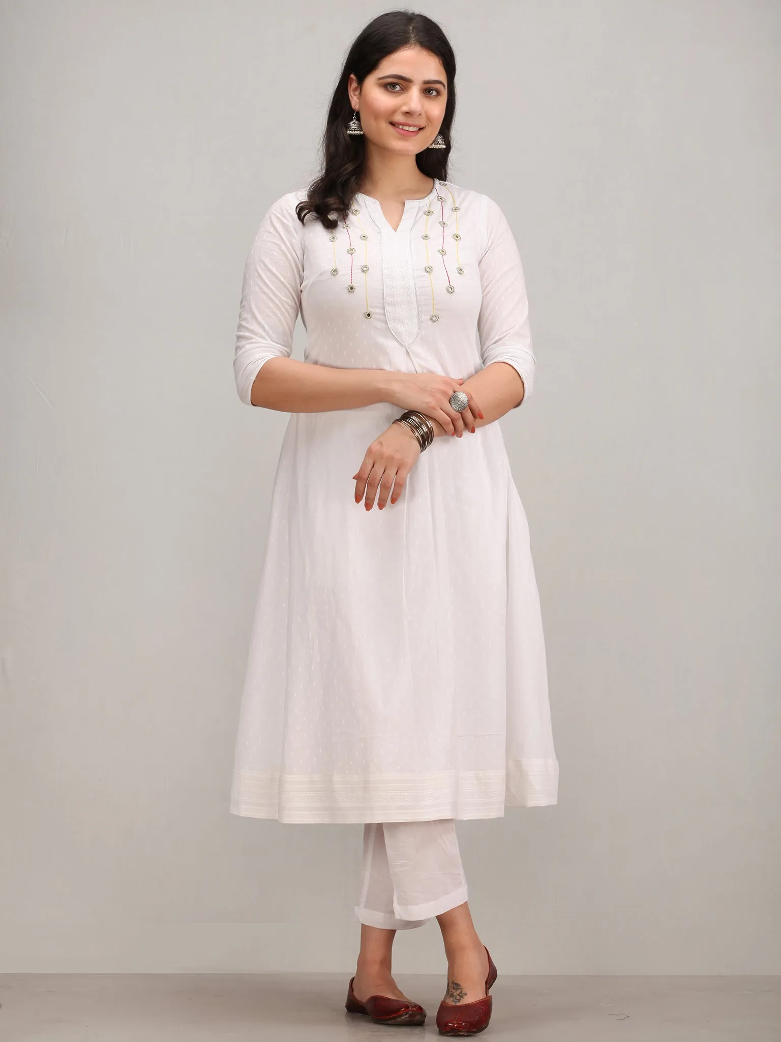 Noor Amoli -   Embroidered Kurta Pant Set With Mirror Work Dupatta - KS113AYYD2