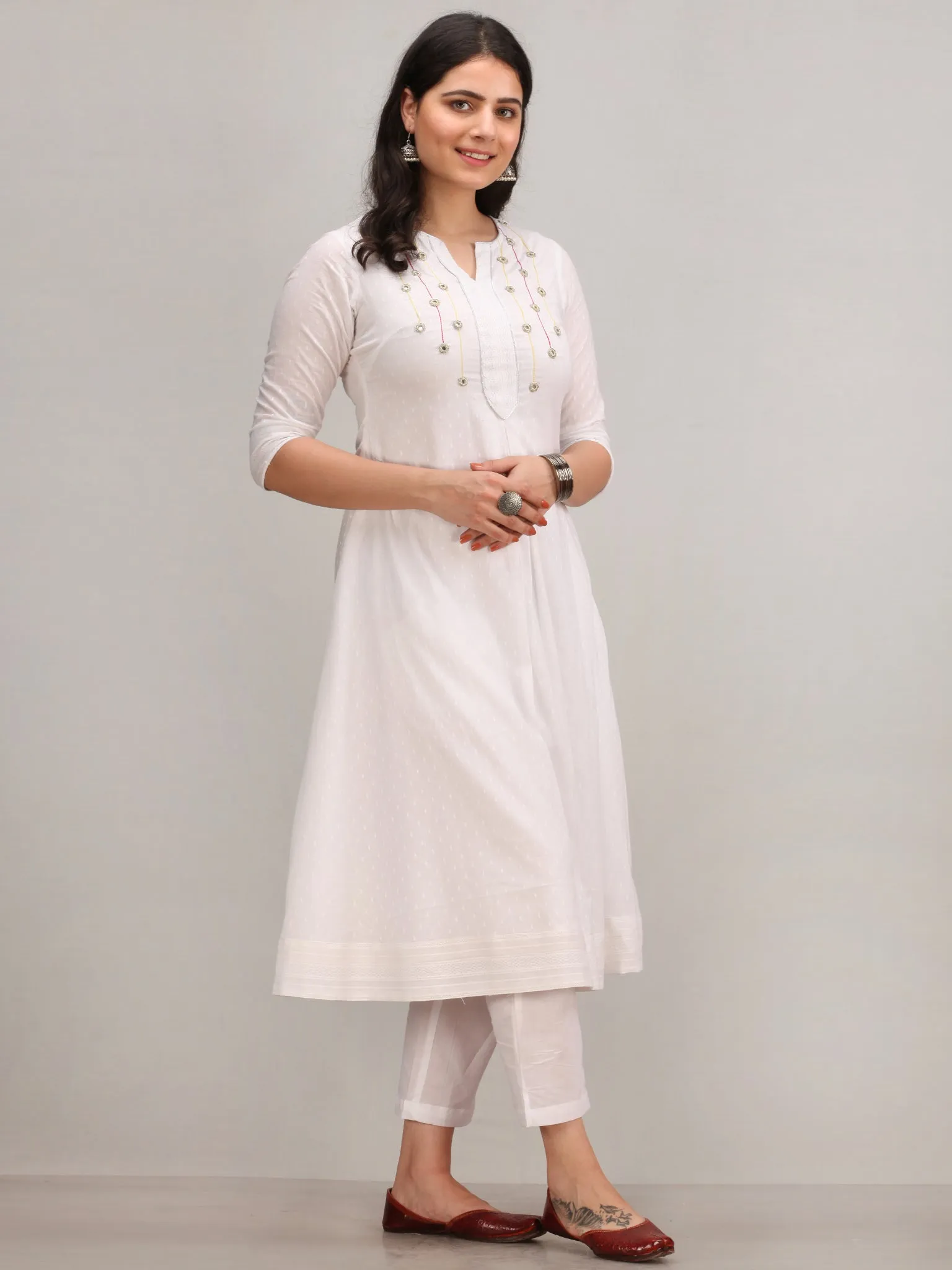 Noor Amoli -   Embroidered Kurta Pant Set With Mirror Work Dupatta - KS113AYYD2