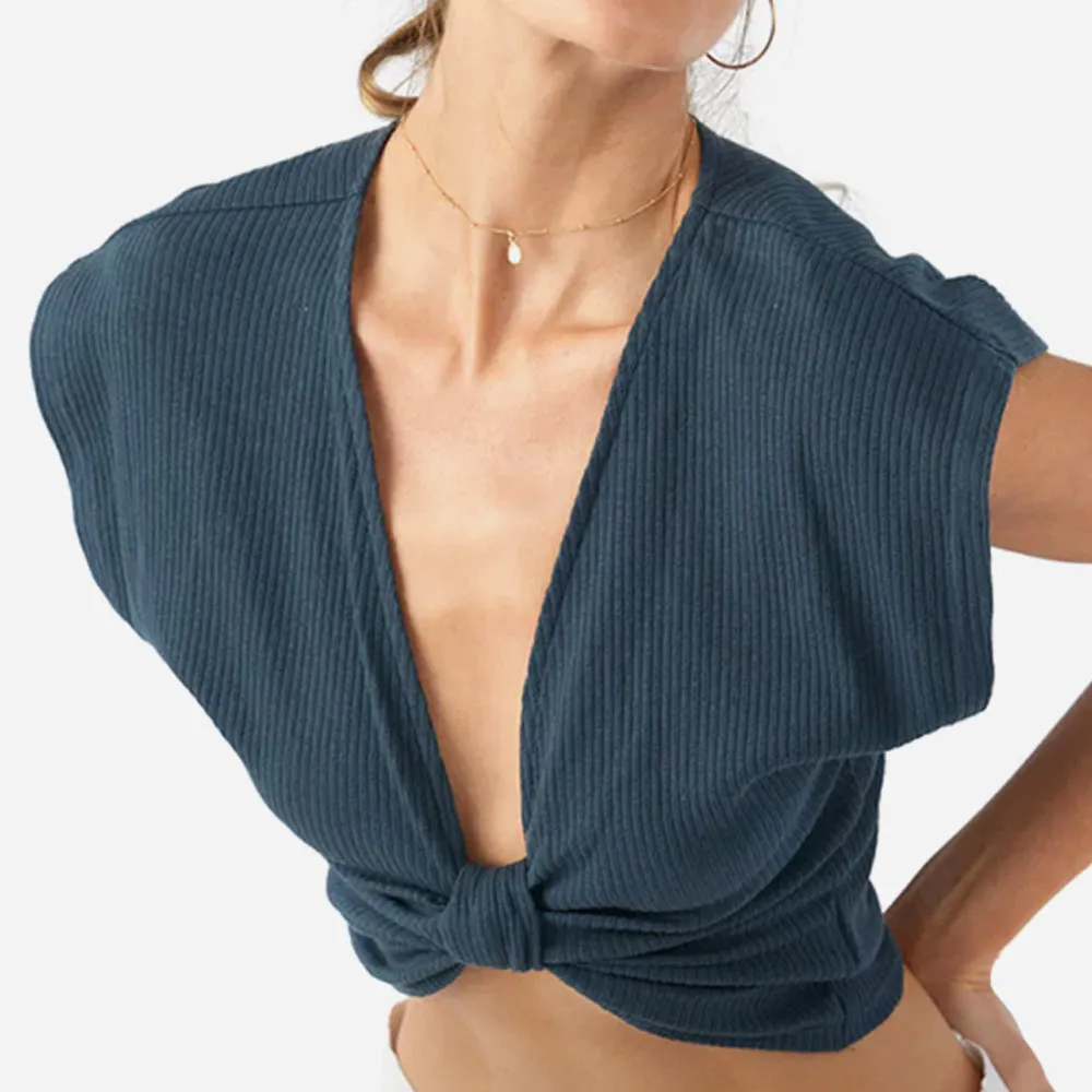 Áo Crop-Top Nữ O'Neill Hayden Knit - Xanh Navy