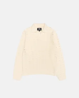 OPEN KNIT COLLARED SWEATER