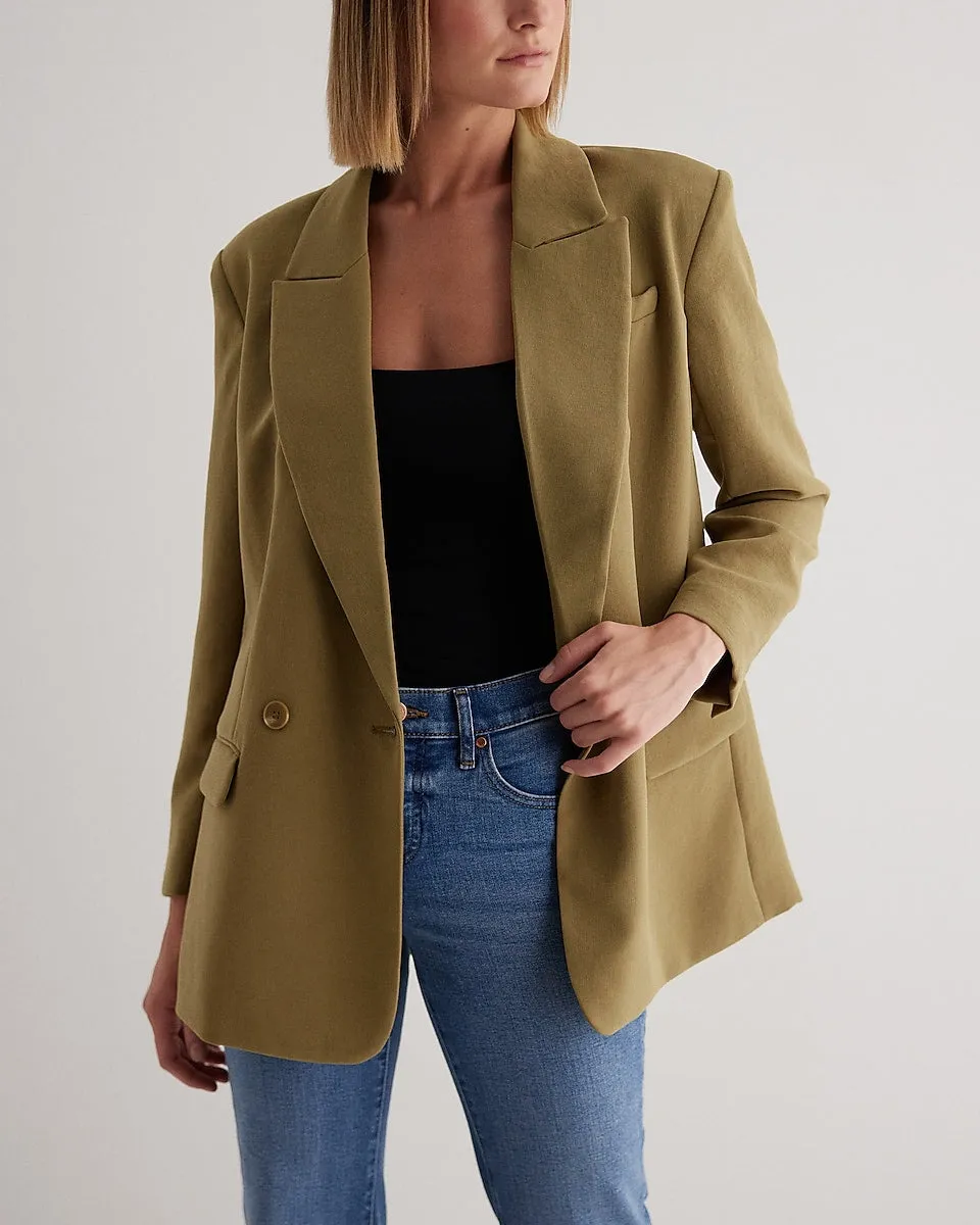 Oversized Boyfriend Blazer in Moss Khaki
