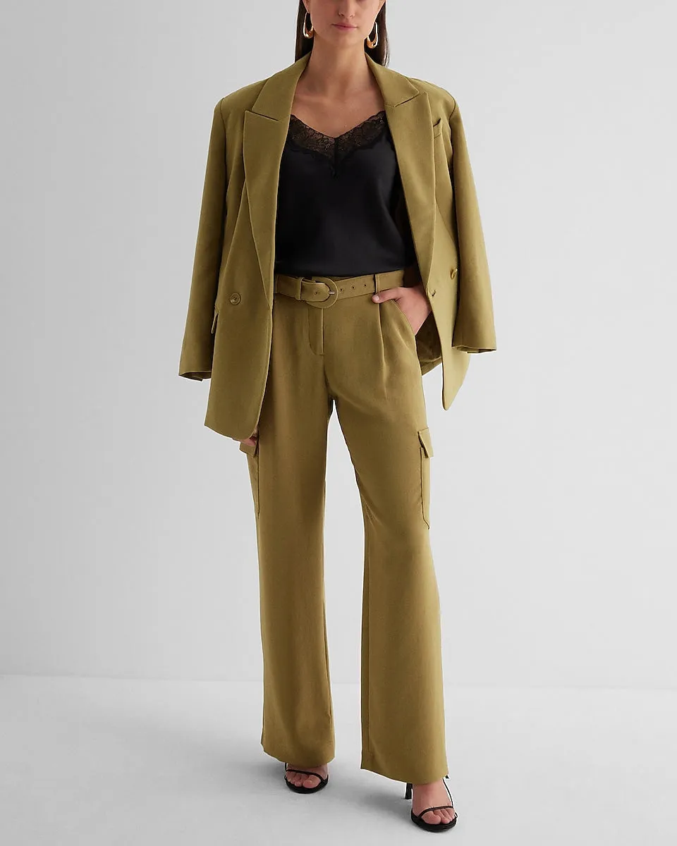 Oversized Boyfriend Blazer in Moss Khaki