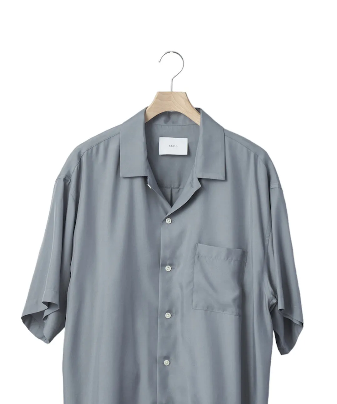 OVERSIZED CUPRO OPEN COLLAR SS SHIRT “BLUE GRAY”