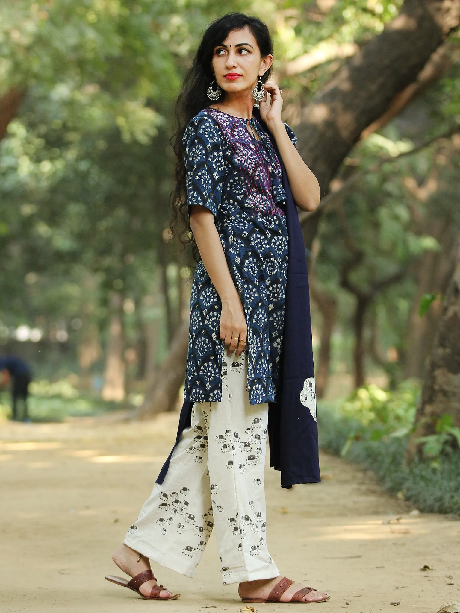 Patchy Indigo - Hand Block Printed Kurta Set - SS01F1730