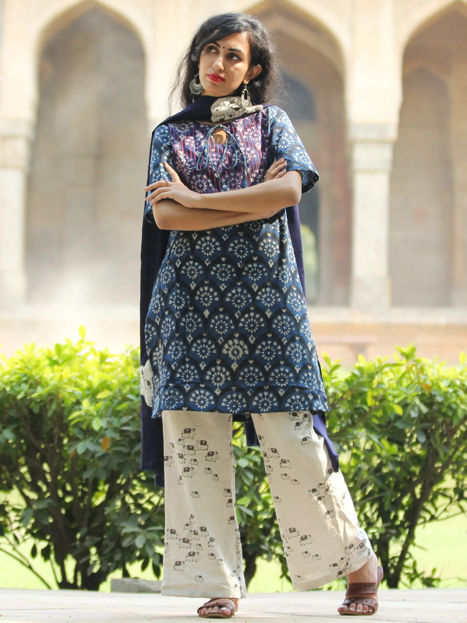 Patchy Indigo - Hand Block Printed Kurta Set - SS01F1730
