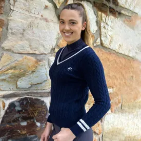 Pippa Cotton Cable Knit Sweater - Navy