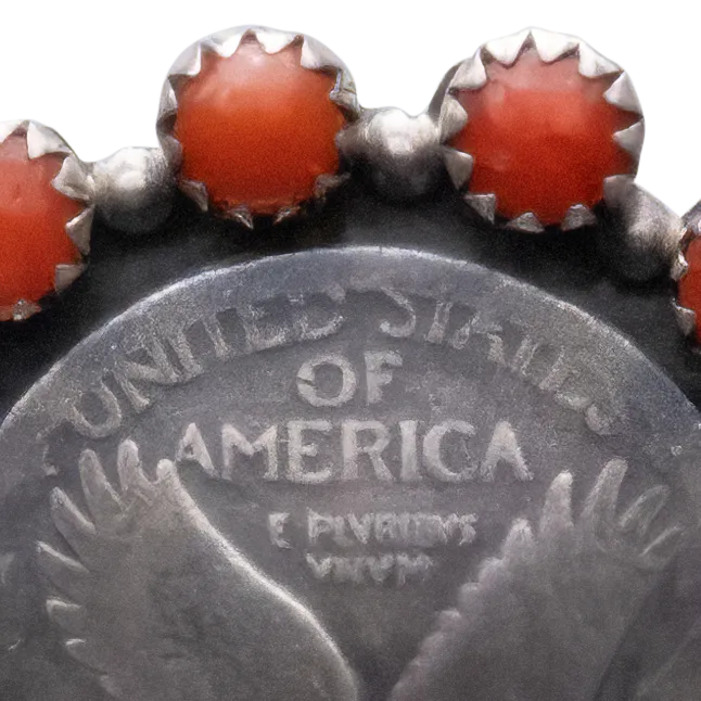 Quarter Dollar & Coral Ring | Buffalo Dancer
