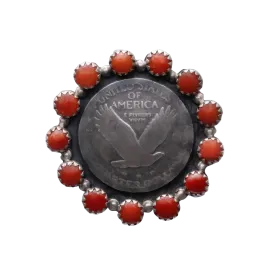 Quarter Dollar & Coral Ring | Buffalo Dancer