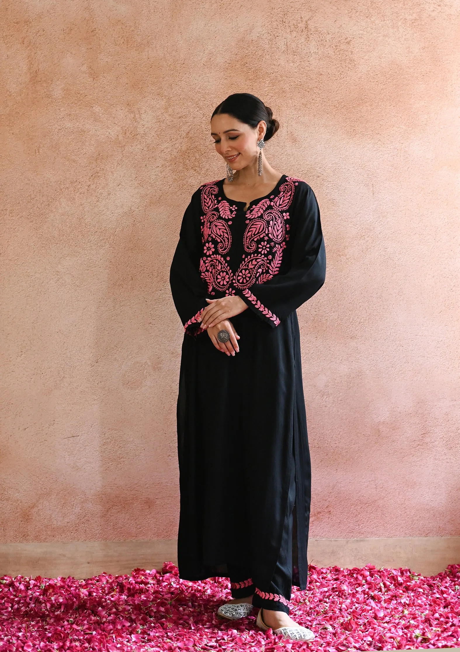 Rubaab Chikankari Rayon Straight Kurta Set