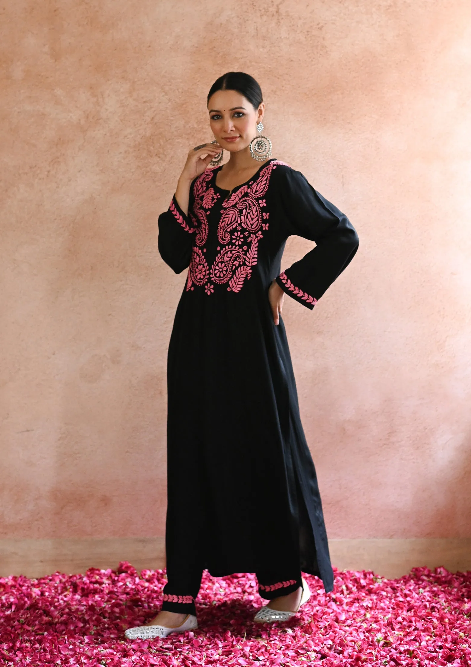 Rubaab Chikankari Rayon Straight Kurta Set
