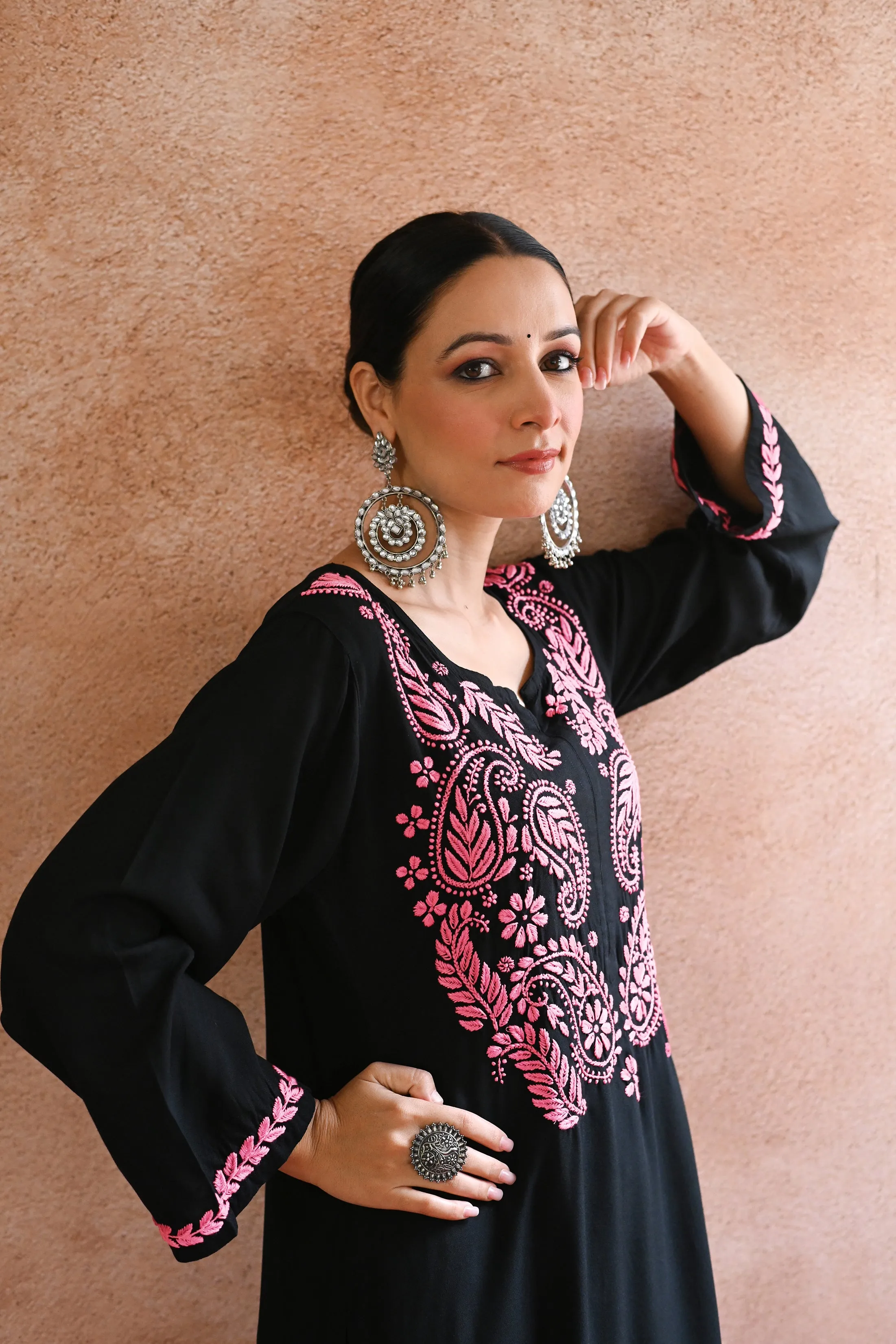 Rubaab Chikankari Rayon Straight Kurta Set