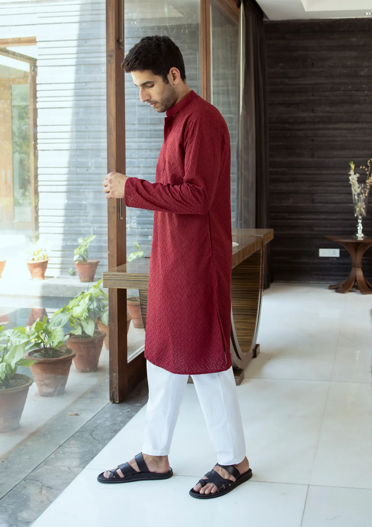 Shahbaz Chikankari Cotton Straight Men's Kurta