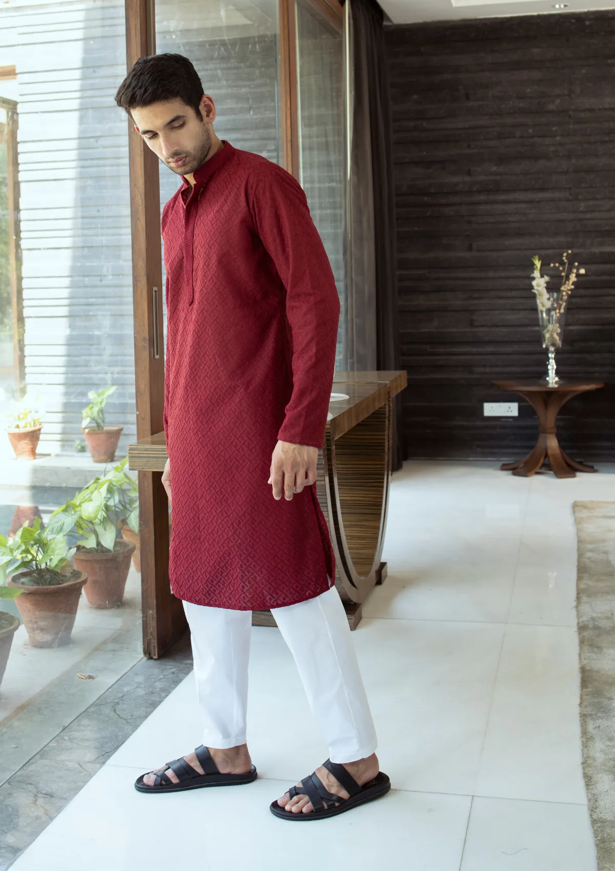 Shahbaz Chikankari Cotton Straight Men's Kurta