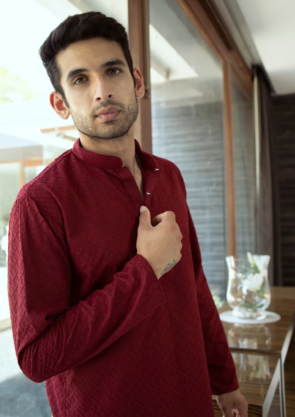 Shahbaz Chikankari Cotton Straight Men's Kurta