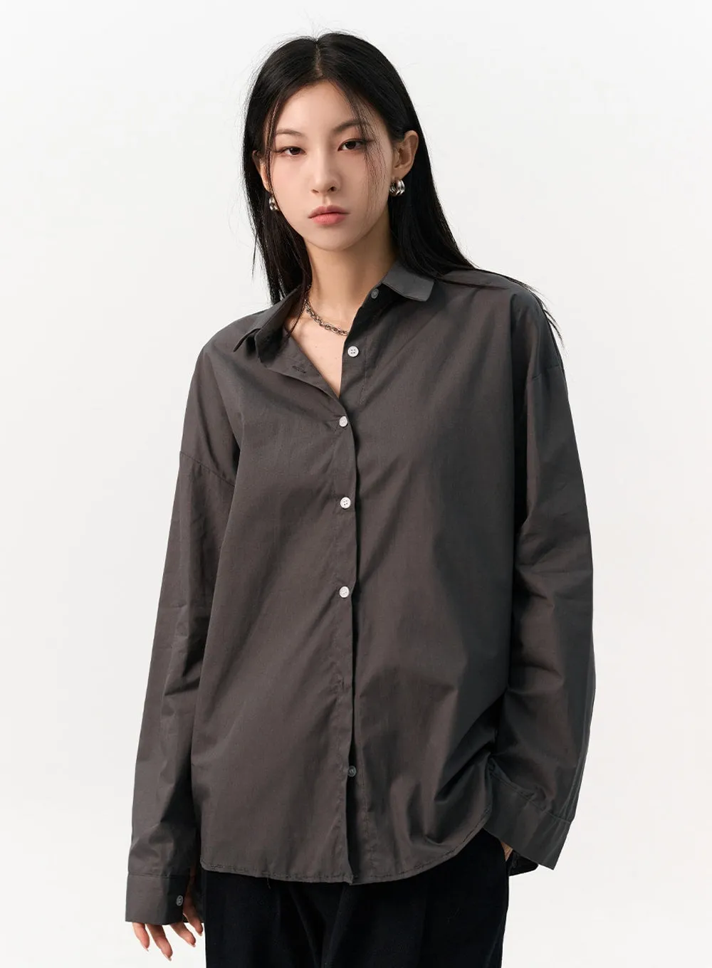 Solid Cotton Collar Shirt IO320