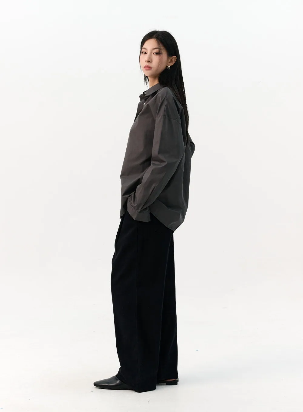Solid Cotton Collar Shirt IO320
