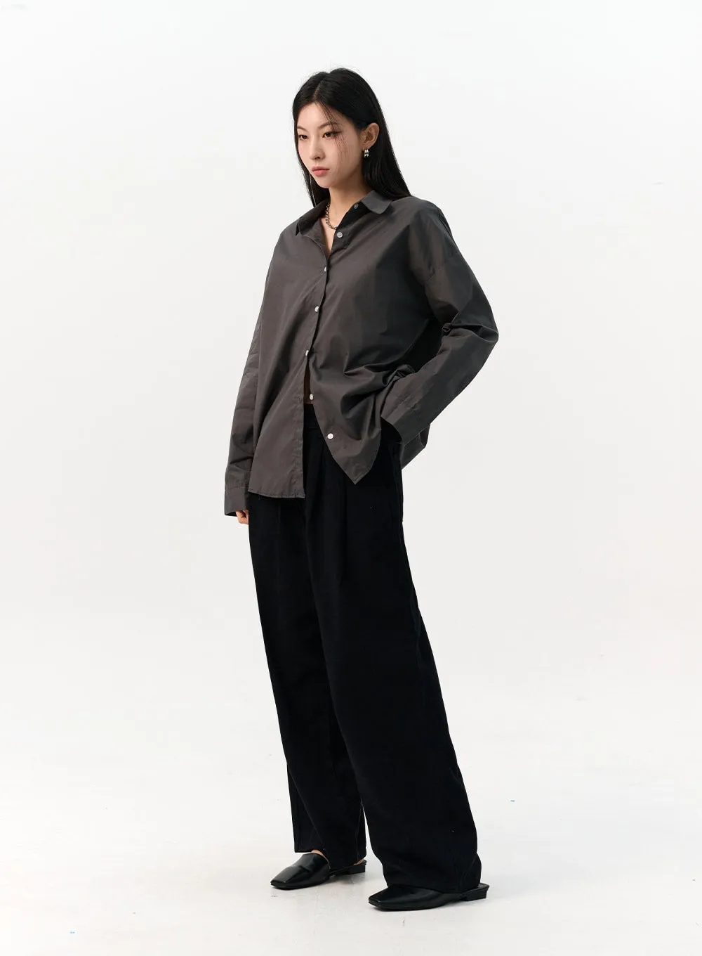 Solid Cotton Collar Shirt IO320