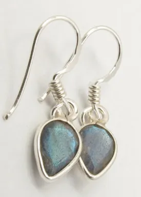 Solid Silver Labradorite Tear-drop Drop Earrings