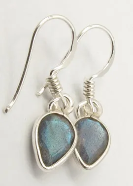 Solid Silver Labradorite Tear-drop Drop Earrings