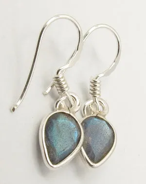 Solid Silver Labradorite Tear-drop Drop Earrings