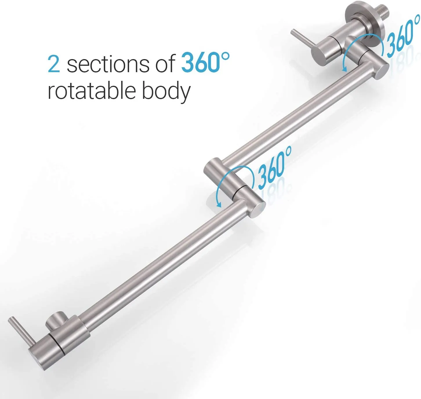 Stainless Steel Wall-Mounted Pot Filler Faucet with Dual Swing Folding Arms