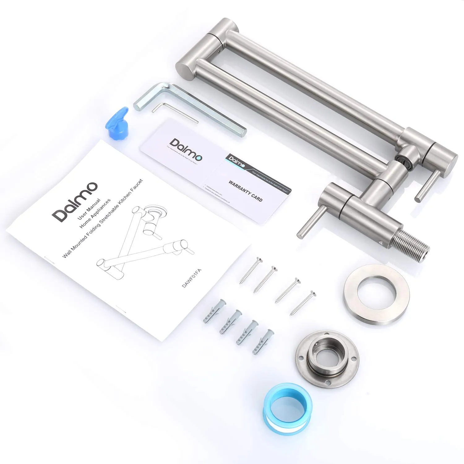 Stainless Steel Wall-Mounted Pot Filler Faucet with Dual Swing Folding Arms