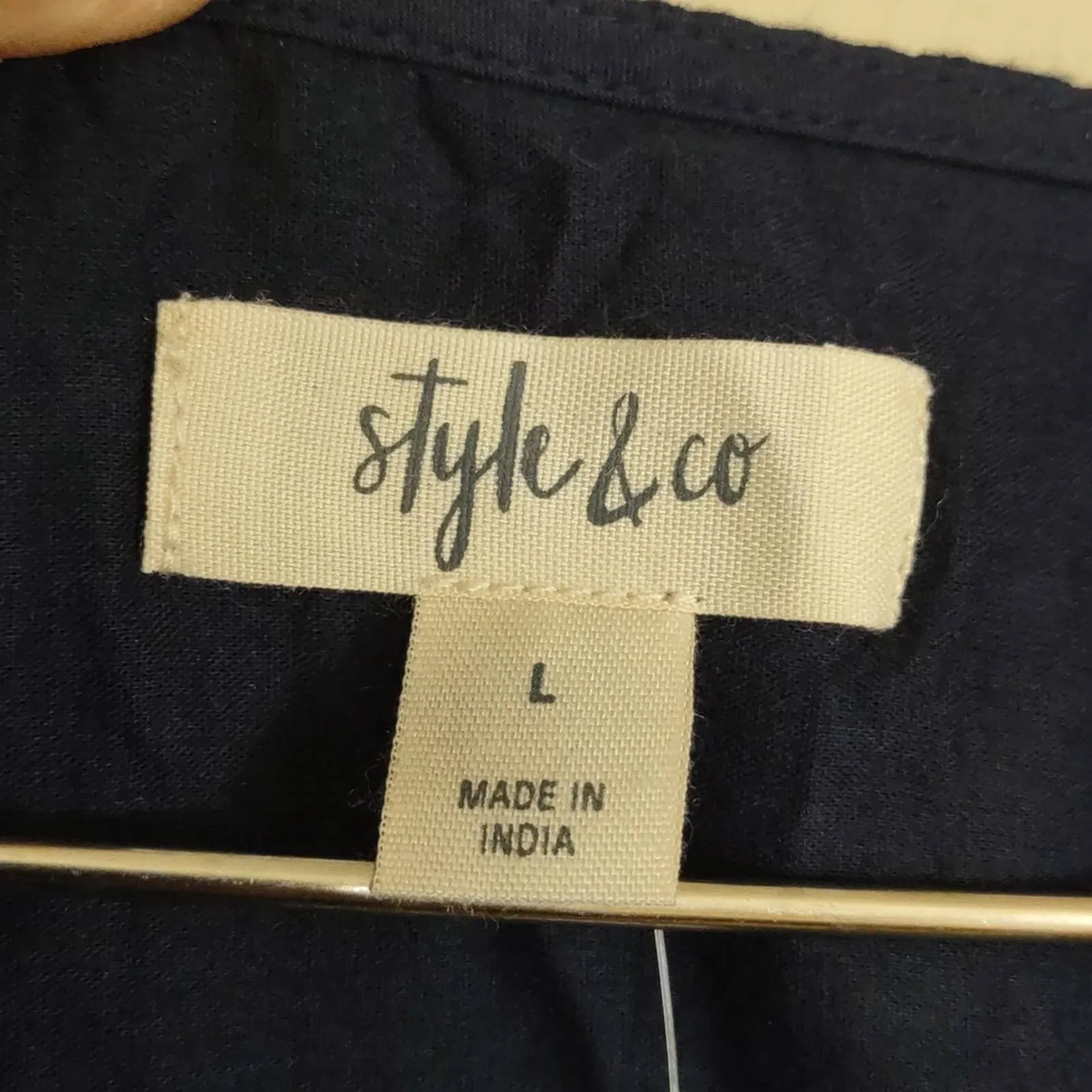 Style & Co Eyelet Babydoll Dress Blue Large
