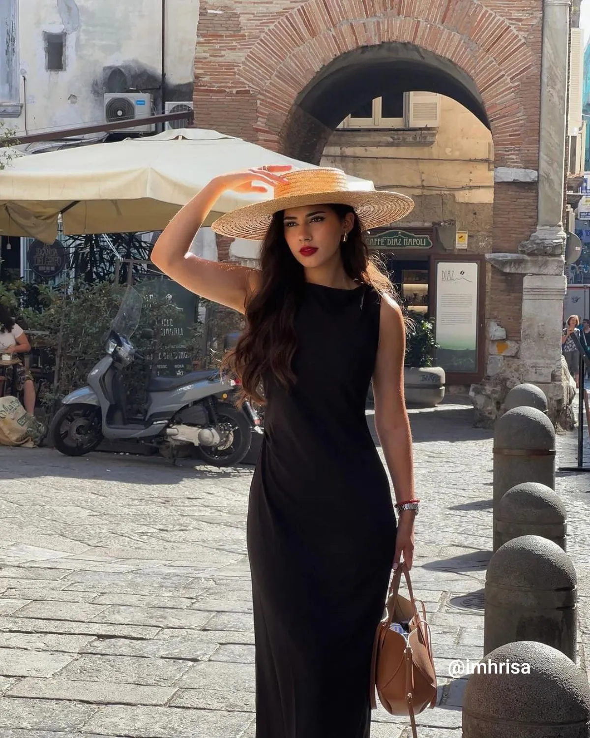 The Black Round Neck Ruched Tank Midi Dress
