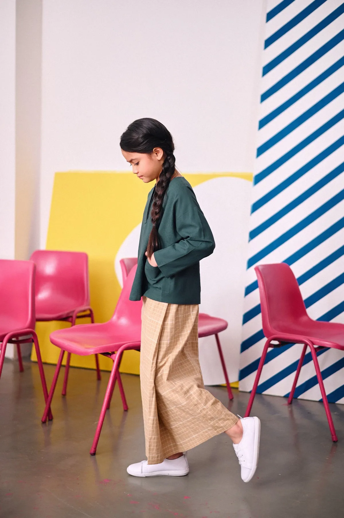 The Dulu Kita Folded Skirt - Kita Khaki Checked